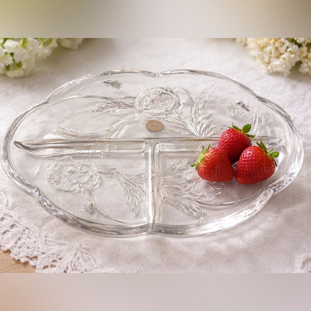 Studio Clear Glass Floral Divided Platter